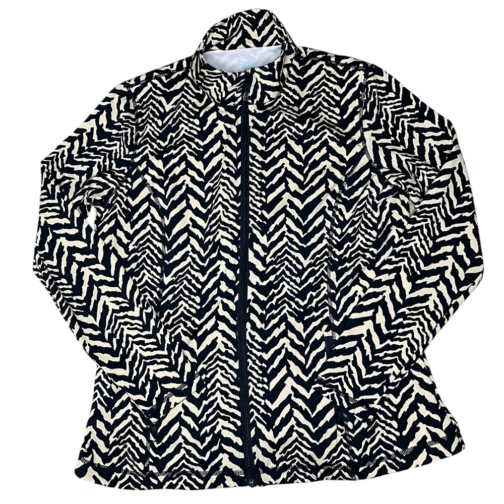 J McLaughlin Tan/Black Zebra Print Full Zip Jacket-XL